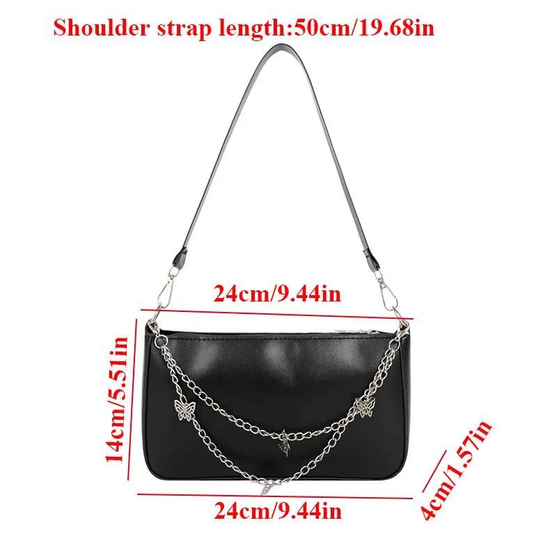 

High End Women Pu Leather Shoulder Underarm Bag Luxury Designer Handbag Vintage Butterfly Chain Female Shopping Mini Purse Bag