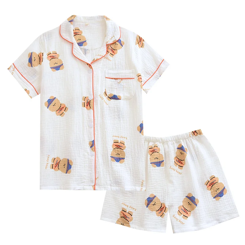 

2021 Women's Pajamas Cartoon Plus Size Short-sleeved Home Clothes Set Thin Cotton Two Piece Set Summer Pijama Verano