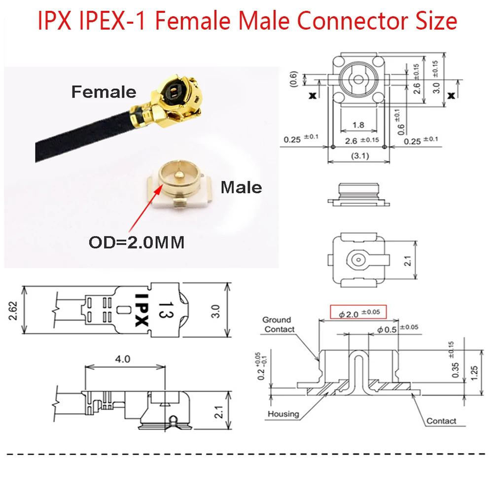 1PC RG178 Pigtail WIFI Antenna Extension Cable u.FL IPX IPEX1 Female to SMA / RP-SMA Female 2 Hole Flange Panel Mount  Jumper images - 6