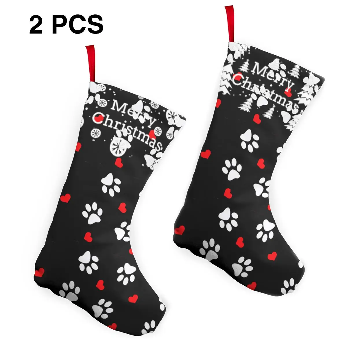 

Персонализированные рождественские чулки с милыми собаками и лапами, домашние украшения, подарки для семьи