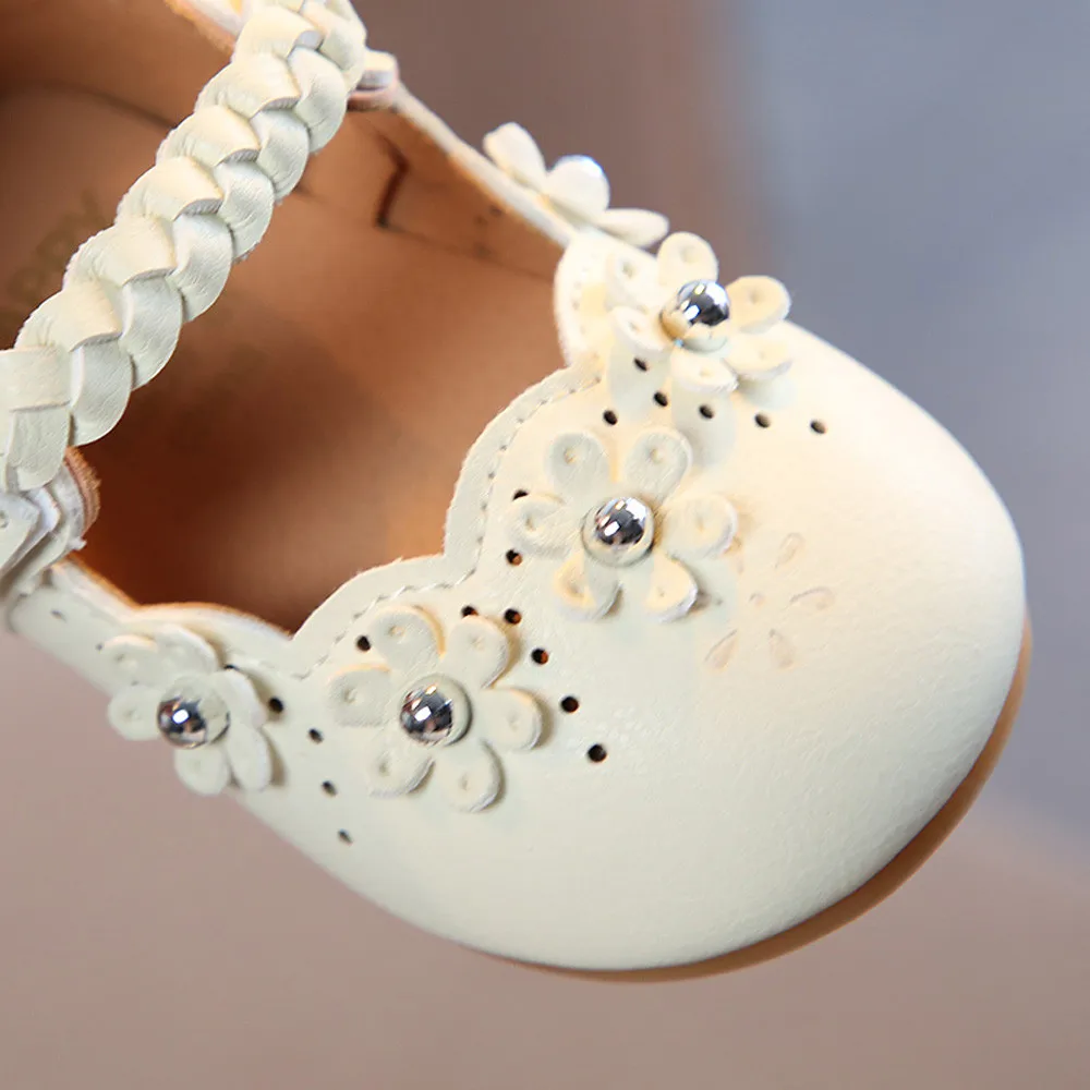 

2021 New blast hot selling baby girl children's shoes fashion cute flower weaving soft-soled small leather shoes casual shoes