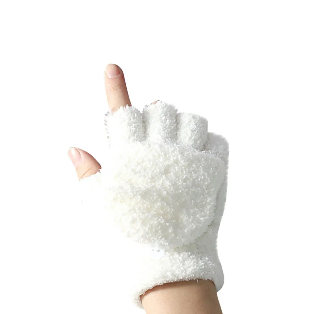 

Gloves Flipped Fleece Cold-Proof Coral Half-Finger With Gloves Couple's Gloves