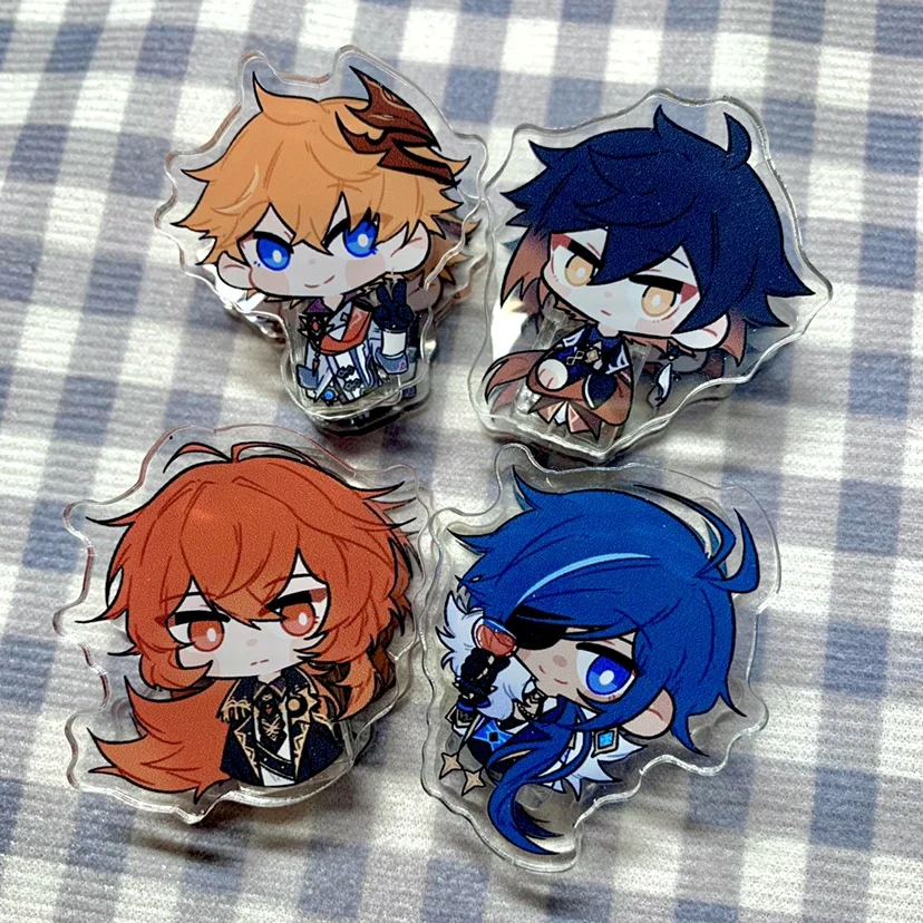 

Anime Genshin Impact Zhongli Diluc Tartaglia Stationery PP Small Clip Q Version Cosplay Collection Cartoon Decor Xmas Gifts
