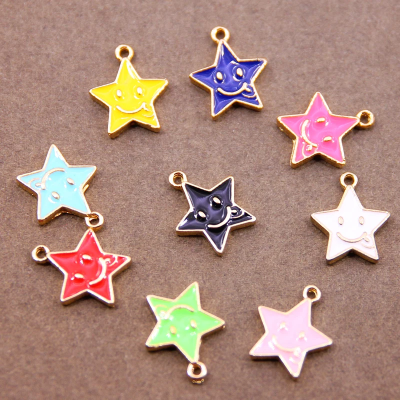 

10 шт. 17*15 мм Эмаль со смайликом, ювелирные изделия для шармов, сделай сам, изготовление браслетов, серьги, ожерелья, бусины, аксессуары