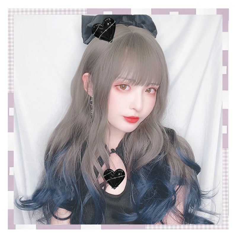 Парик Лолита градиентный коричневый и синий 65 см| |