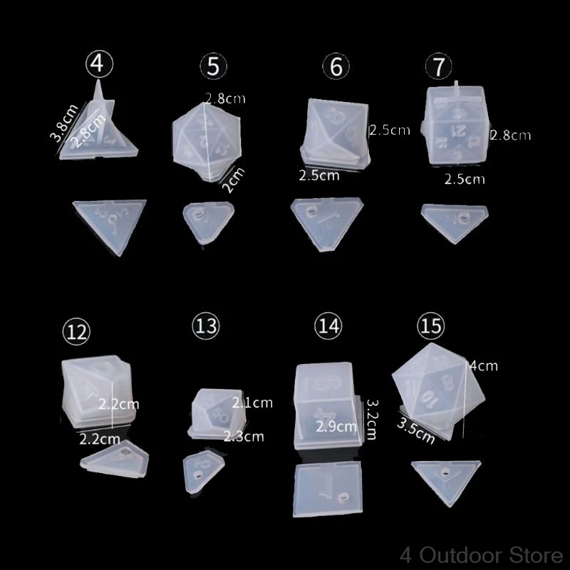 DIY Crystal Epoxy Mold Dice Fillet Shape Multi-spec Digital Game High Mirror dice mold silicone Mould Making O01 20 Dropshipping | Спорт и