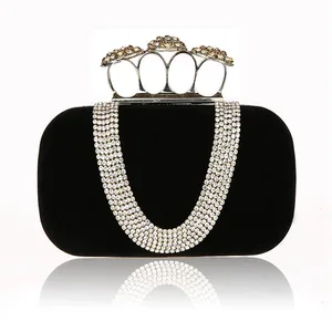 2022 New arrival Fashion Design Diamond Finger Ring Shinying Evening Bags Classic Luxury bling Day Clutch for Party bag WY90