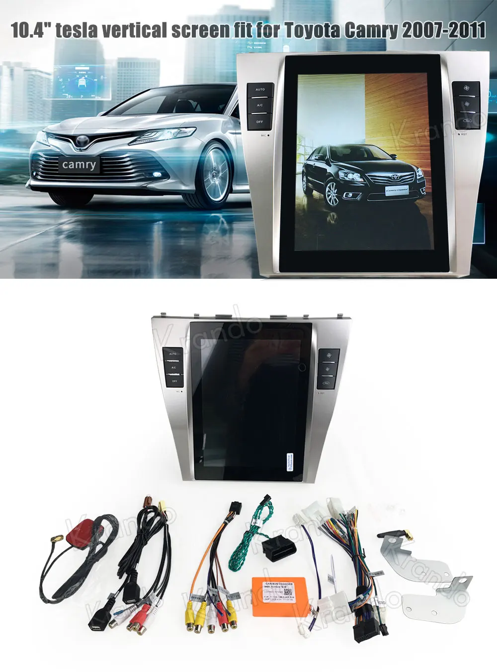 Krando Android 8,1 10," Tesla вертикальный экран автомобильный навигационный радио плеер для Toyota Camry 2007-2011 gps навигационная система