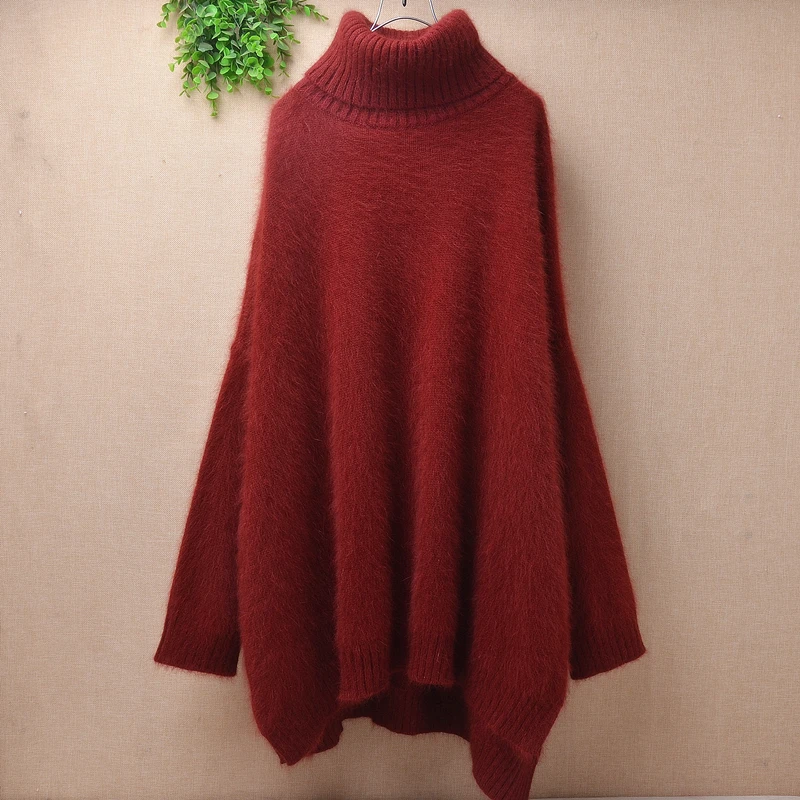 

Тянуть женский Женская одежда волосатые норковый кашемировый вязаный свитер-гольф с длинными рукавами свободные пуловеры из ангоры с мехо...