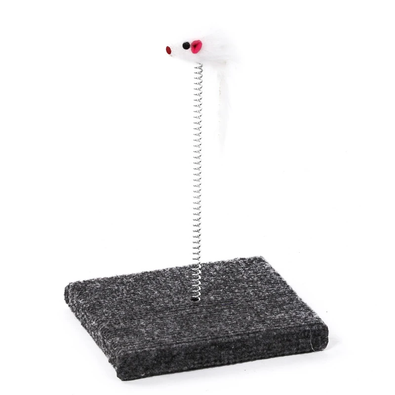 Velvet Square Cat Scratch Disc With Plush Mice Toy Accessory Pet Playing Exercise Claw Grinding | Дом и сад