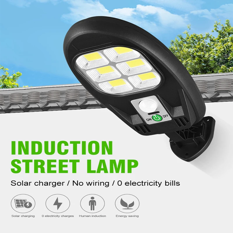 

Светодиодный/COB уличный фонарь на солнечной батарее, светильник с 3 режимами освещения, пассивным ИК датчиком движения, для безопасности дом...