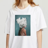 women t shirts casual summer short sleeve lady flower print graphic t shirt aesthetic ullzang female tee t shirt for girls