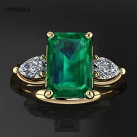 emerald yellow gold jewelry green rings for women diamant bizuteria anillos de pure emerald gemstone gold ring gift for loves
