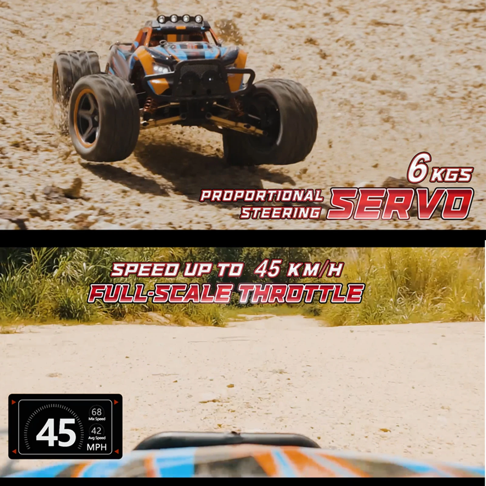 1/10 2.4Ghz RC Racing Car Off-road Car Climbing Car Remote Control Truck 4WD RTR 45km/h Powerful High Speed Motor Gifts For Kids enlarge