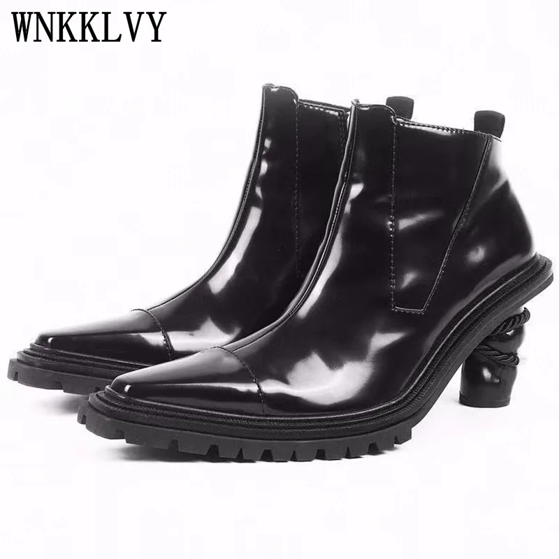 

Ботинки Челси женские на толстой подошве, на высоком каблуке, из лакированной кожи