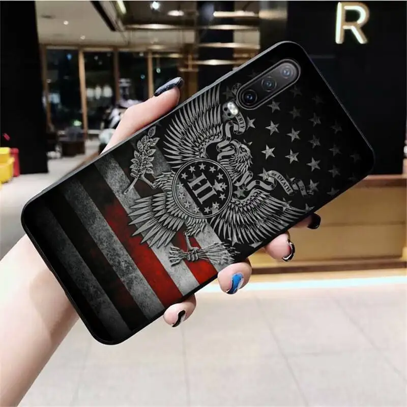 Мягкий силиконовый черный чехол для телефона с американским флагом США Huawei P40 P30
