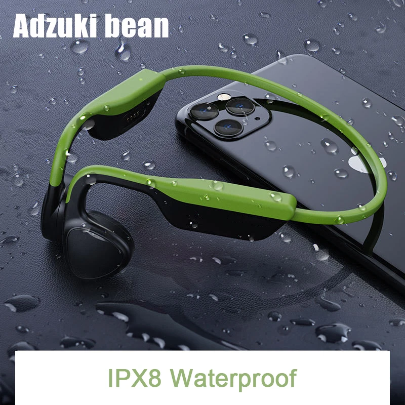 

Bone Conduction Earphones IPX8 Waterproof Wireless Bluetooth Headphones with Mic Memory 8G Card Headset Swimming Earphone