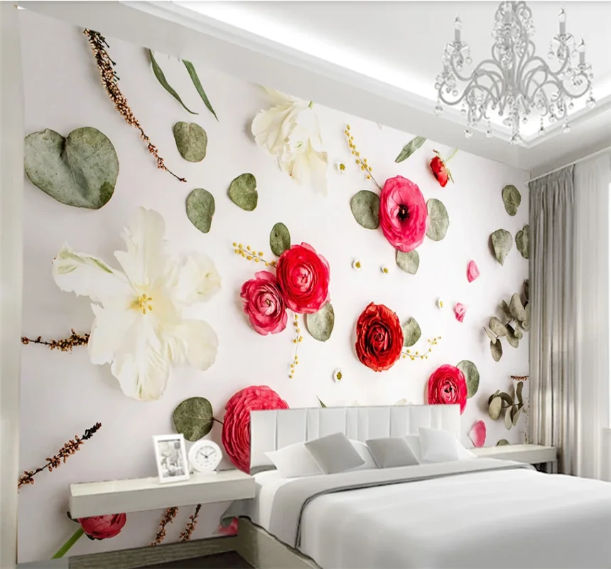 3d Творческий ranunculus роза лист сушеный цветок ТВ фон стены на заказ обои росписи 8D