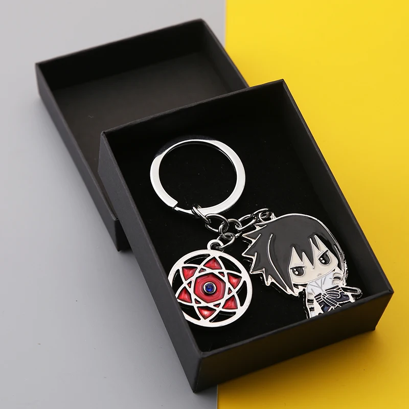 

NARUTO Keychains with box Uchiha Sasuke Itachi Metal Key Chain Ring Pendant Anime Keychain Key Holder Charm Jewelry Souvenir