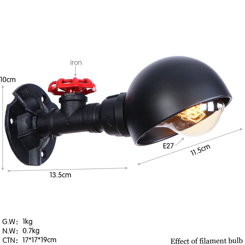Лофт Декор настенный светильник Ретро черный железный водопровод светодиодный