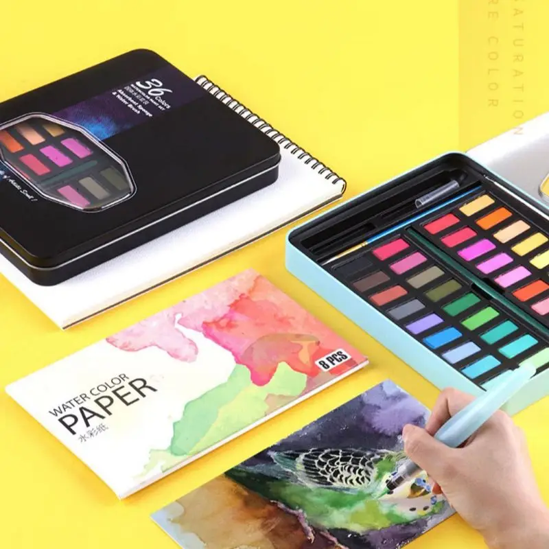 

Solid Watercolor Paint Set 36 Colors Art Set With Water Brush Pen Watercolor Painting Pigment