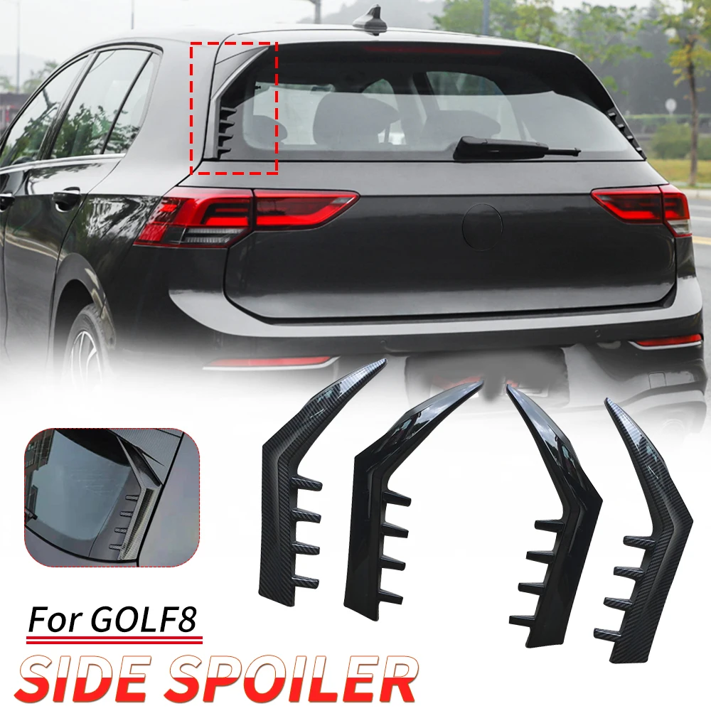 

For vw golf 8 rear window side spoiler wing Accessories Gloss Black Carbon Fiber Style Rear Window Mirror Tail Car-styling 2020