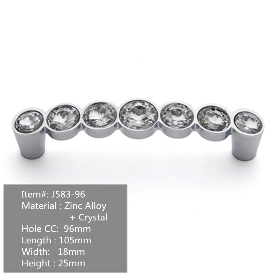 Мебельные ручки с хрустальной ручкой отверстия CC 96 мм