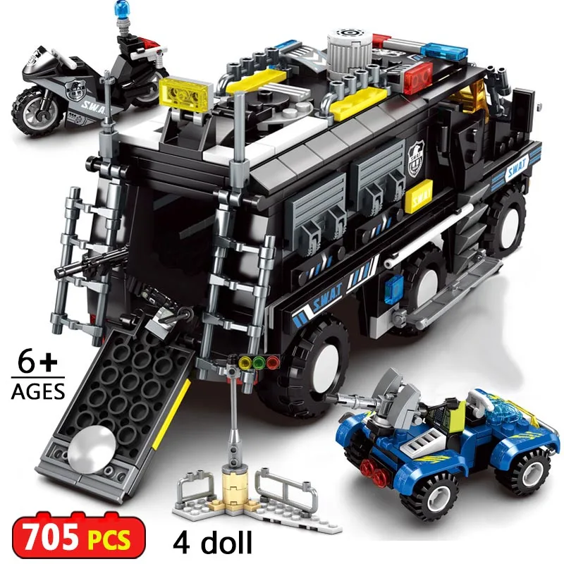 705 шт. Детский конструктор военный грузовик|Блочные конструкторы| |