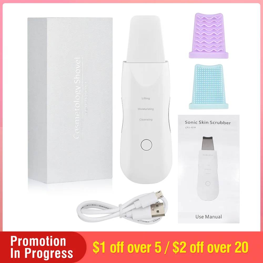 

Rechargeable Ion Deep Face Cleaning Vibration Massager Skin Scrubber Deep Face Cleaning Machine Facial Care Spa Shoveling Tool