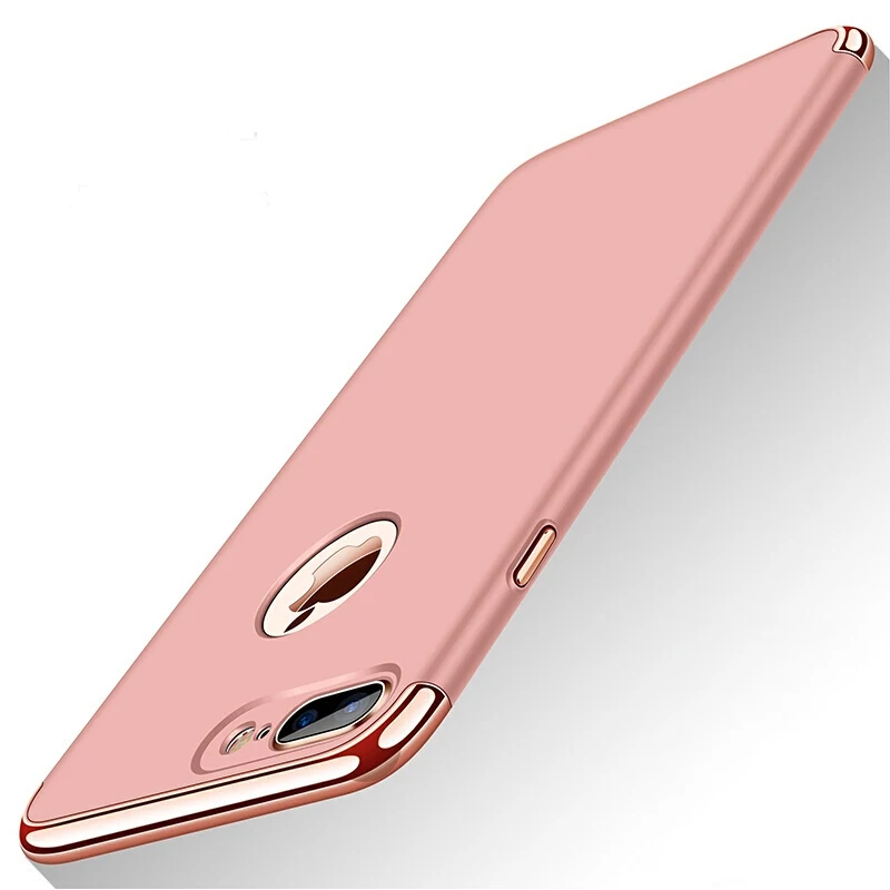 Розовый Чехол для iPhone 7 8 Plus, роскошный Ультратонкий жесткий защитный чехол Mofi 3 в 1, черный чехол для задней панели Чехол для iPhone 7 8 Plus - Цвет: Розовый