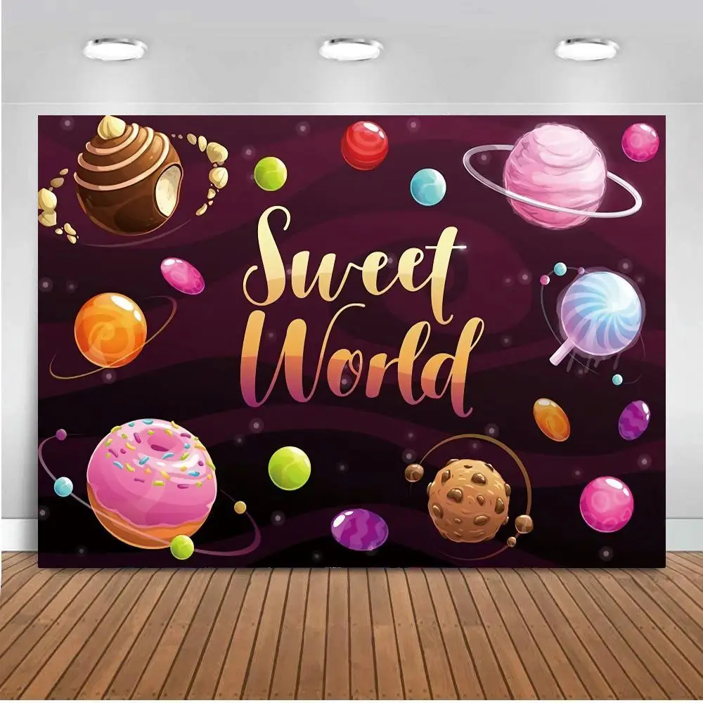 

Vinyl Photography Background Backdrop Sweet Celebration Candy Universe Theme Birthday Party Portrait Photo Studio Wall Decor