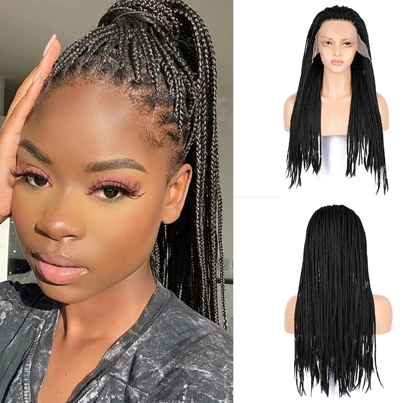 

Natural Looking Synthetic Preplucked 13x6 Lace Front Box Braids Hand Braided Wigs For Black Women Babyhair Lightweight Braiding