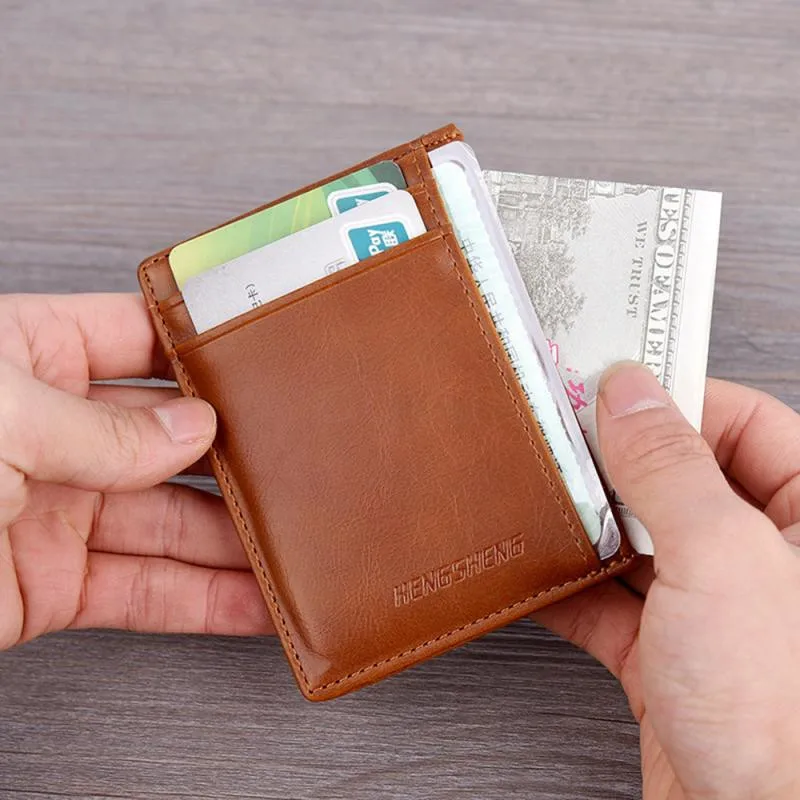 

2020 New 3 Colors Wallets Thin Fashion Men's Leather Multi-Card Wallet Retro Solid Color Mini Card Package Coin Purses Hot Sale