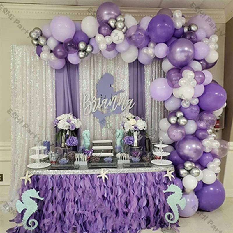 Guirnalda de globos de color morado y macarr&oacute;n doble, cadena para decoraci&oacute;n de boda, arco de silicona, color lila mate, cumplea&ntilde;os, Baby Shower-2