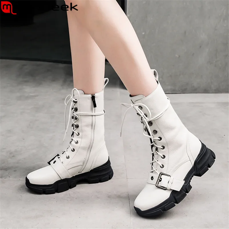 Новое поступление 2020 г. лидер продаж полусапожки MoonMeek из натуральной кожи