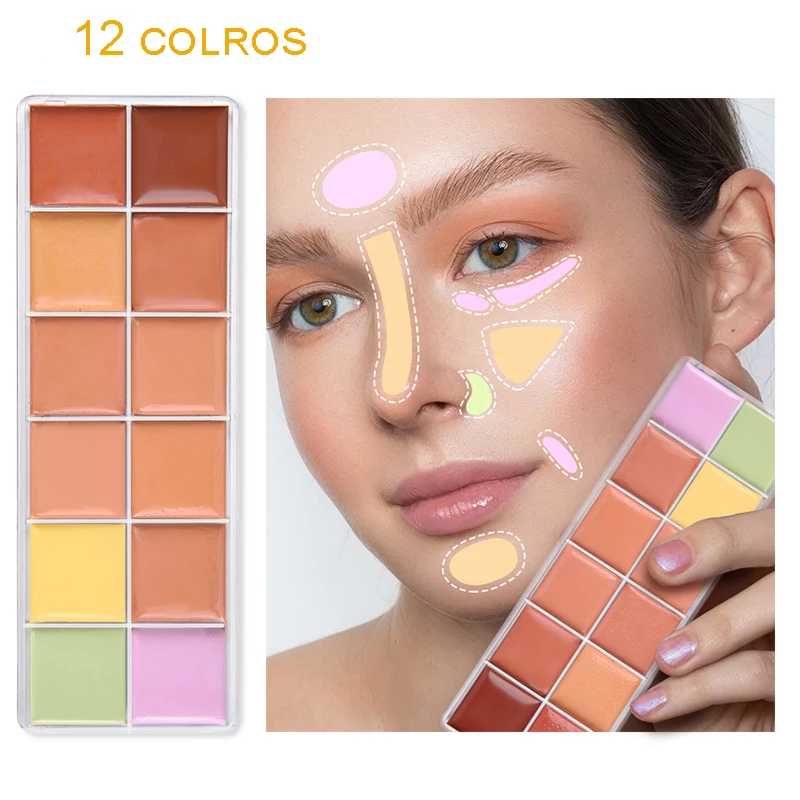 

12 Colors Concealer Highlighter For Face Sculpt Makeup Moisturizing And Long-Lasting Concealer Repairing Foundation Cream