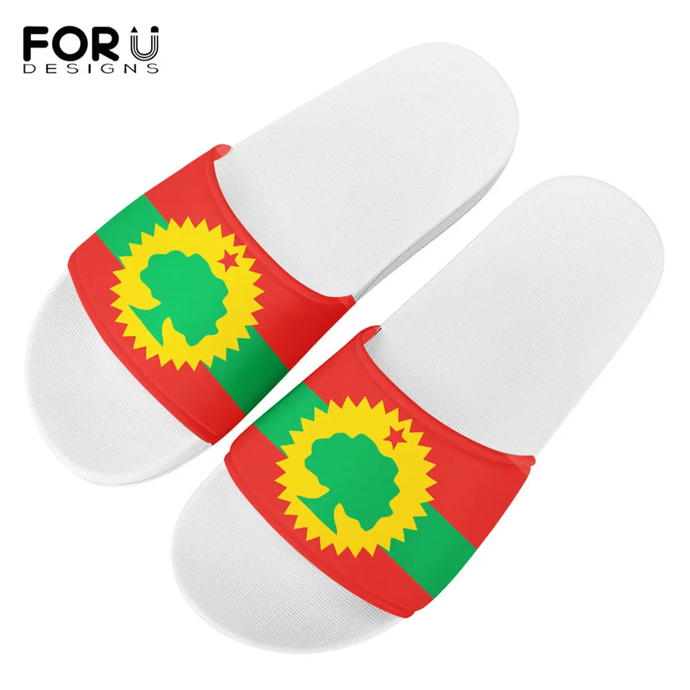 Женские сандалии на плоской подошве FORUDESIGNS летние с принтом Oromo People Oromoo шлепанцы