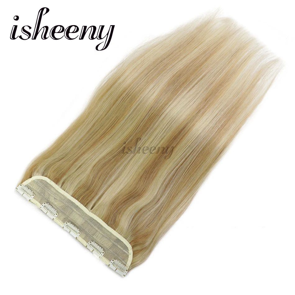 

Isheeny 14 "1 шт. бразильские заколки для волос, 5 зажимов, Remy, прямые человеческие волосы для наращивания
