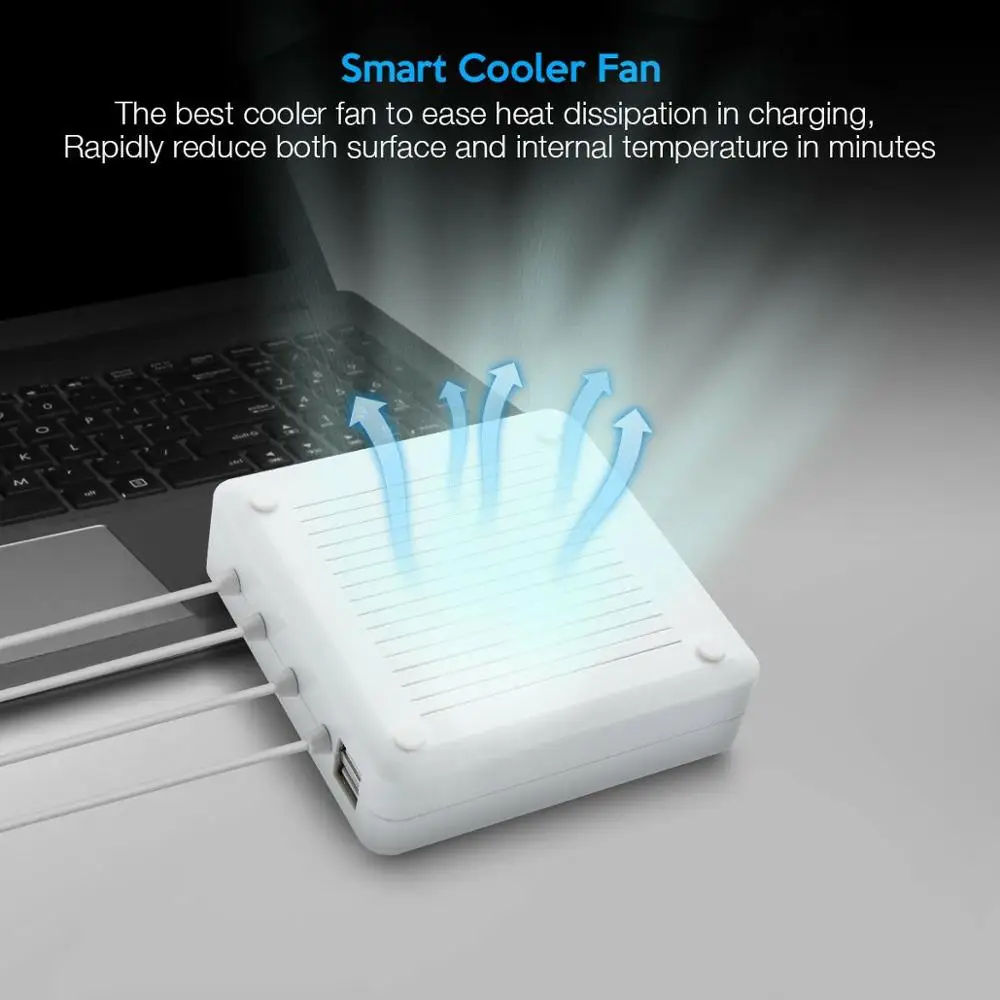 Новое быстрое зарядное устройство с 6 выходами 2 USB-портами и 4 адаптерами для