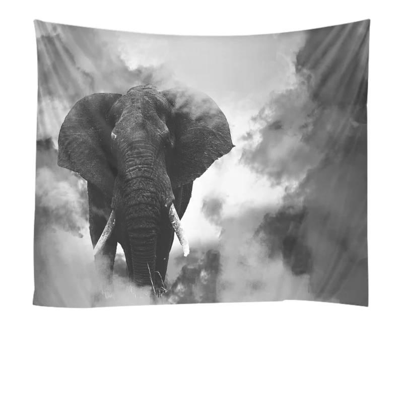 Серый слон печатный гобелен фоновая декорация ткань полный полиэстер прямые