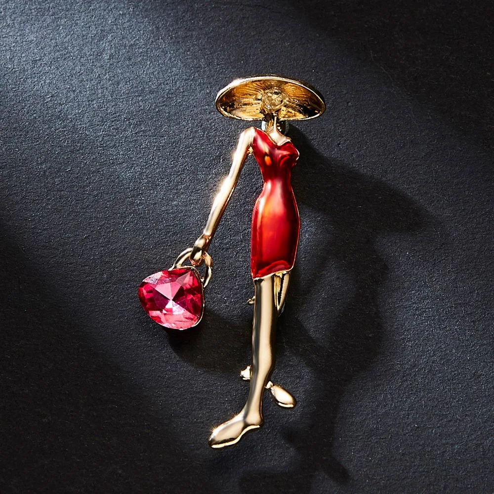 Мода Rhinestone танцы мальчик и девочка чертежное масло фигурка персонажа брошка заколка для женщин Девушка эмаль платье маленькое платье аксессуары