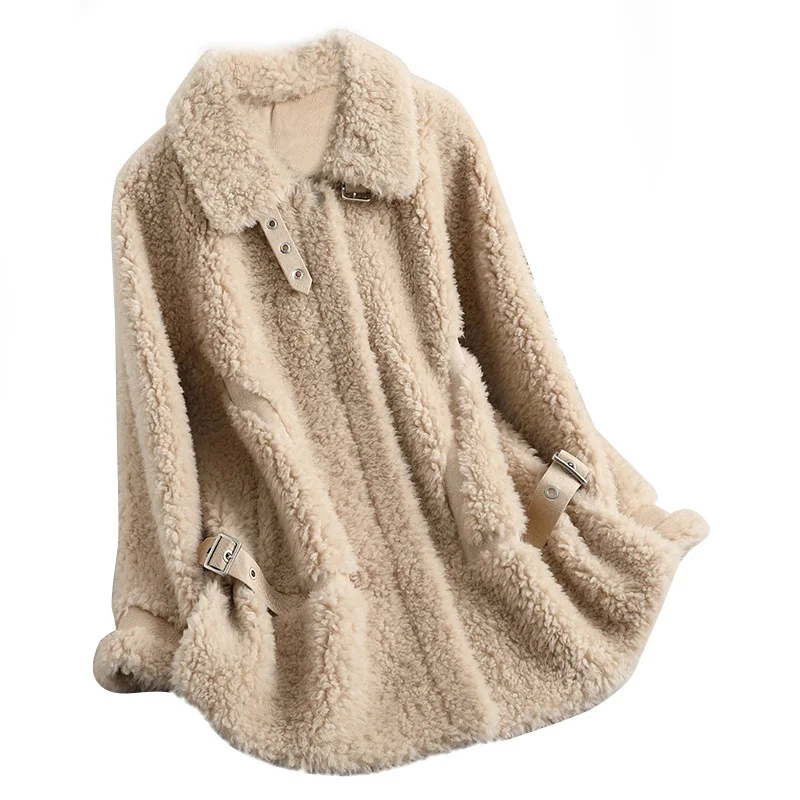 

High-Quality 2020 Winter Women's Warm Lamb Fur Jacket Long-sleeved Loose Solid Color Simple Fur Zipper Short Coat