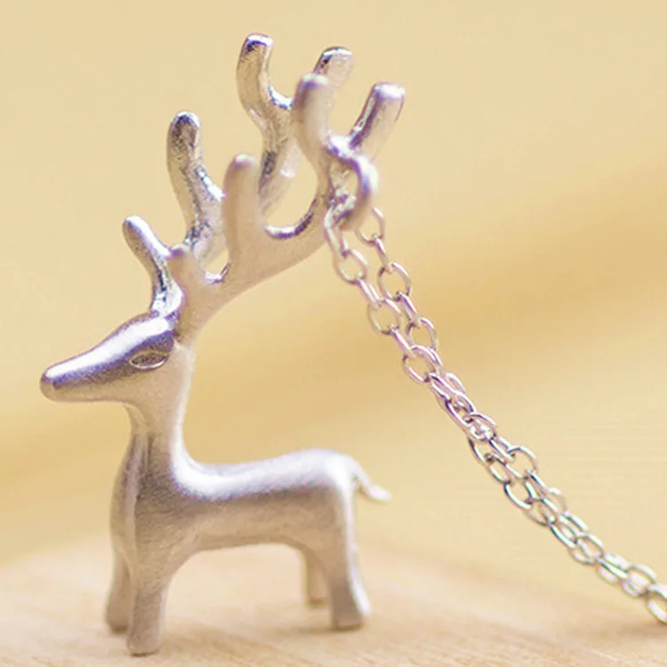 

TSHOU58 925 пробы Серебряное ожерелье с трехмерным оленем f короткая цепочка на ключицы Подвеска Подарочная Ссылка для покупателя