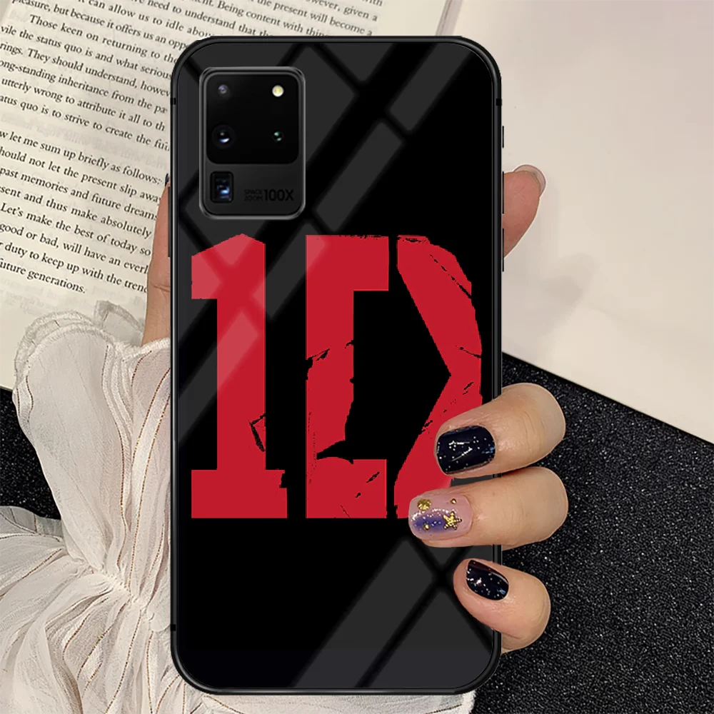 

British Band One Direction Phone Tempered Glass Case Cover For Samsung Galaxy S Note 5 6 9 10 10E 20 21 FE Plus Uitra Black