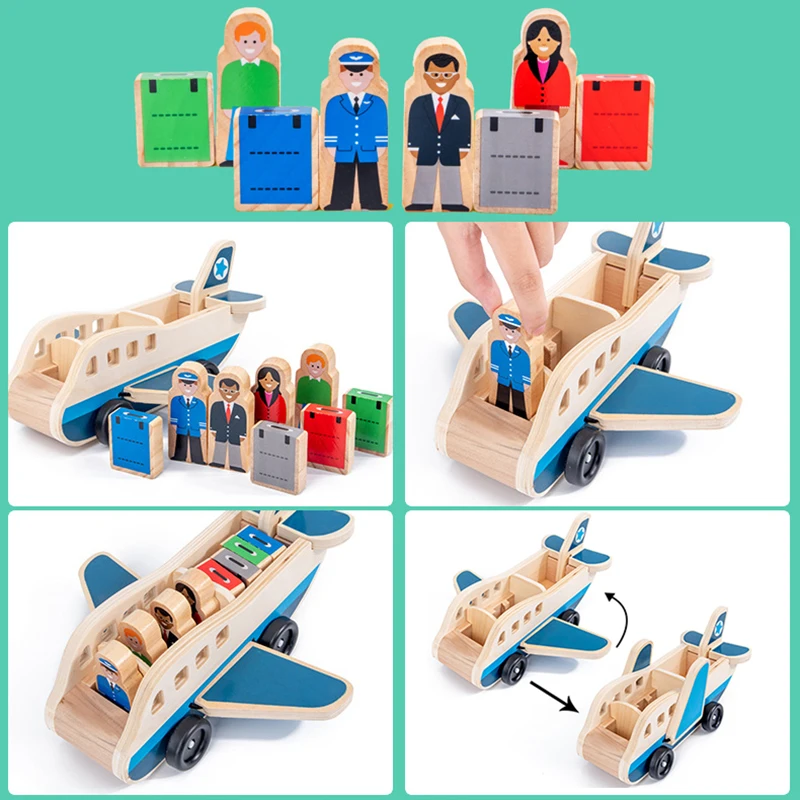 

Kids Wooden Car Airplane Model Toys Simulation Truck Transport Toy Aircraft Cart Model Children Toy Car Building Blocks Toy Gift