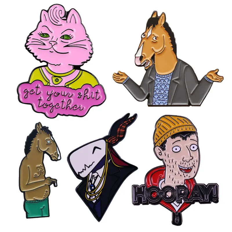 Anime Movies Bojack  Lapel Pins Backpack Jeans Enamel Brooch Cute Horse Pin Women Fashion Jewellery Gifts Cartoon Badges