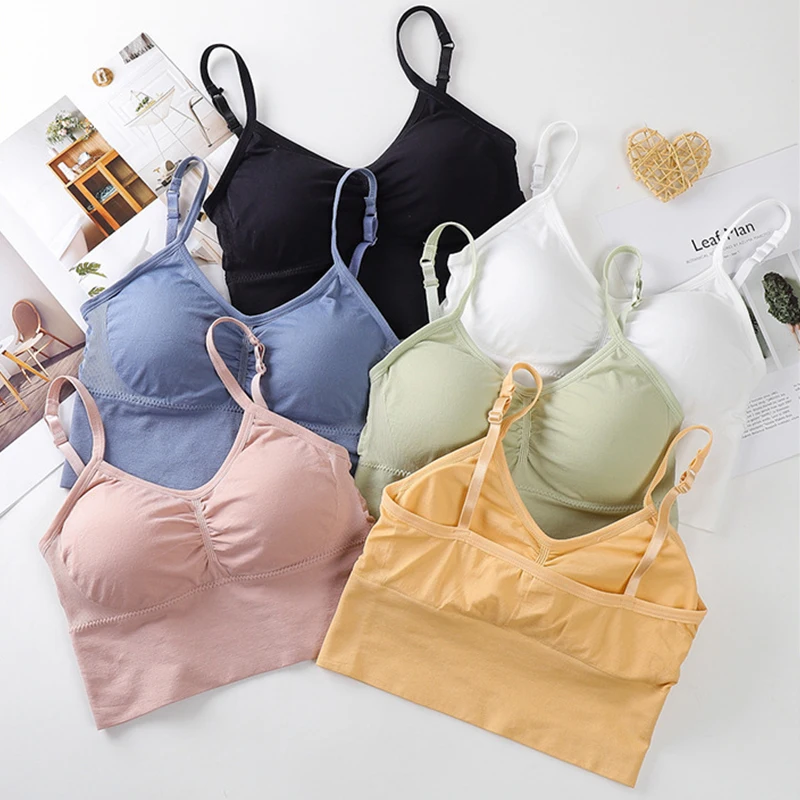 

Sexy Camisoles Crop Top Women Backless Vest Push Up Lingerie Sling Tanks Top Seamless Bras With Padded Underwear Sports