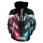 Мужская и Женская толстовка с капюшоном и принтом в виде волка