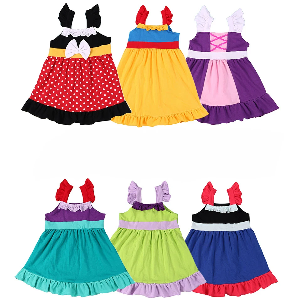 

LUCKKIDS Little Mermaid Princess Fille Robe Girls Summer Casual Dress Snow White Minnie Clothes L Fairy Tale Role Play Gowns