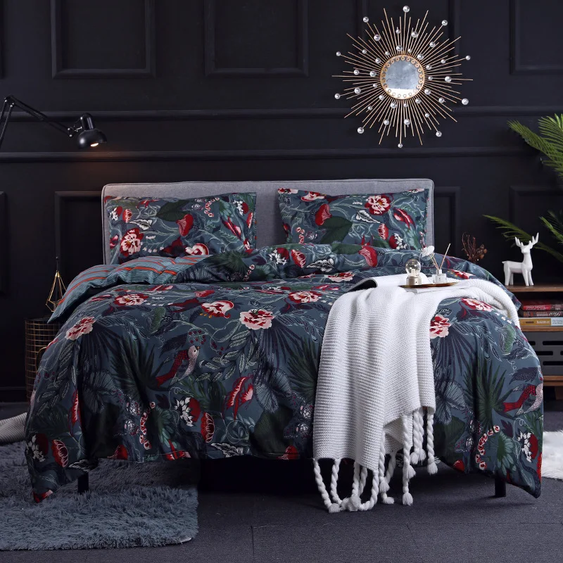 

Active printed three-piece European and black bed kit animal leopard web celebrity hot style